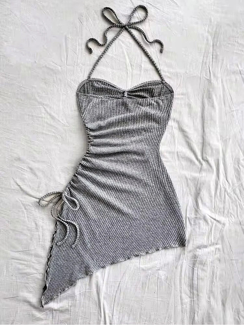 Ruched Halter Mini Dress